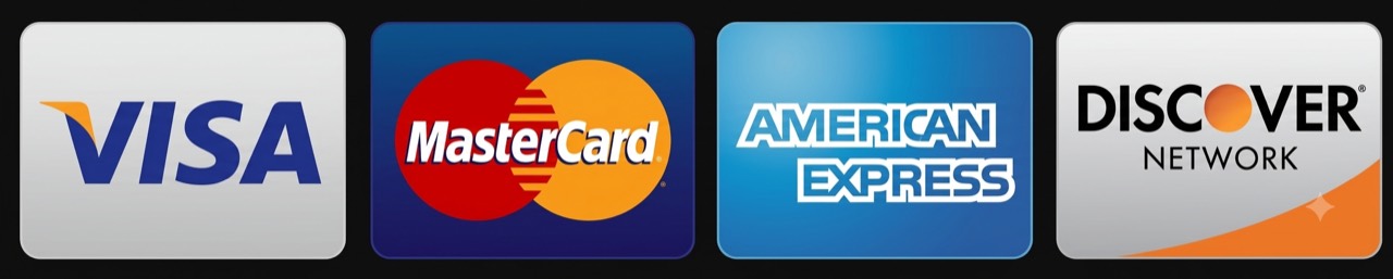 Visa, Mastercard, American Express, and Discover